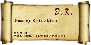 Demény Krisztina névjegykártya